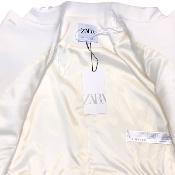 Zara Fitted Crop Blazer Oyster White - M - Picture 11 of 13